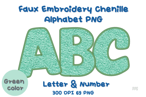 Review: Green Faux Embroidery Alphabet Clipart for Crafters