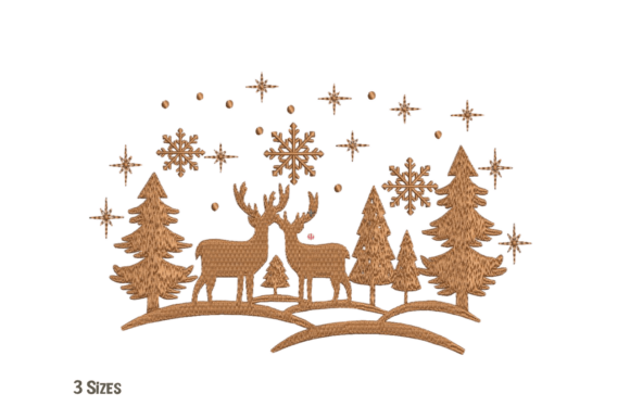 Reviewing Winter Forest Deer Embroidery Scene for Etsy